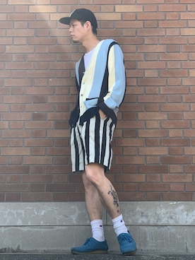 「CDG（シーディージー）のアイテム（帽子）」を使った、sugurulimさん（メンズ・176cm）の春コーディネート