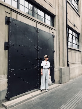 「CA4LA（カシラ）のアイテム（サンバイザー）」を使った、Haze大脚怪さん（レディース・174cm）の春コーディネート