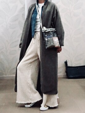 「アイテム（ピーコート、ブラウン系）」を使った、Haze大脚怪さん（レディース・174cm）の秋コーディネート