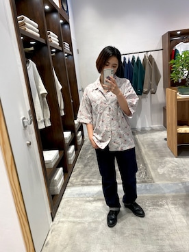 「Champion（チャンピオン）のアイテム（シャツ/ブラウス）」を使った、Hazuki Isozakiさん（レディース・156cm）の夏コーディネート