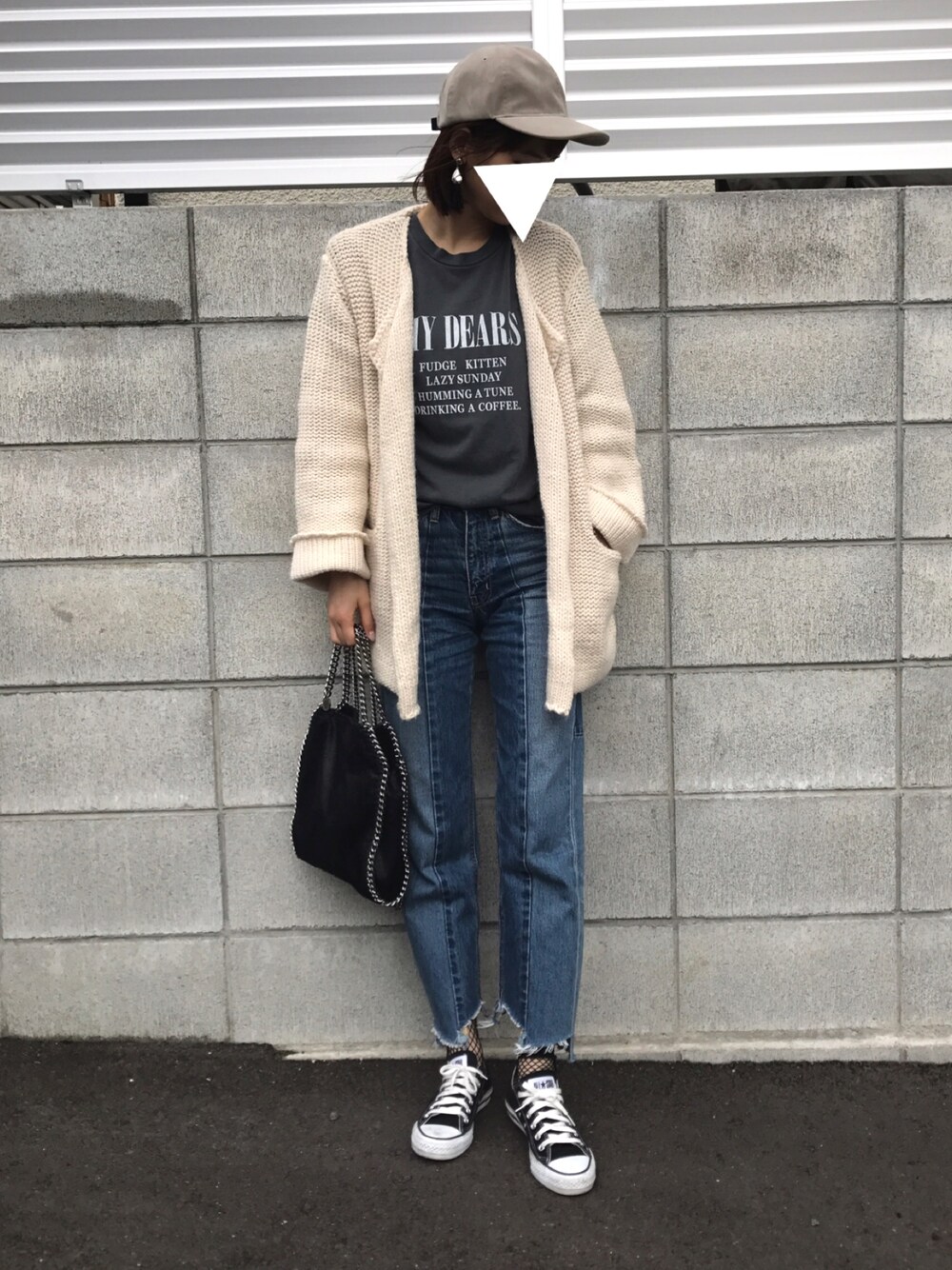 「moussy、あみあみソックス、キャップ、カジユアル」｜「MOUSSYのアイテム（キャップ、ベージュ系）」を使った、mi-chanさん（レディース・162cm）の春コーディネートの1枚目の写真