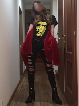 「ロックT」｜「アイテム（その他アウター）」を使った、ももこさん（レディース・168cm）の冬コーディネート