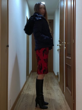 「シアータイツ」｜「アイテム（その他）」を使った、ももこさん（レディース・168cm）の冬コーディネート