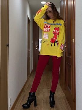「長袖Tシャツ」｜「アイテム（その他）」を使った、ももこさん（レディース・168cm）の春コーディネート