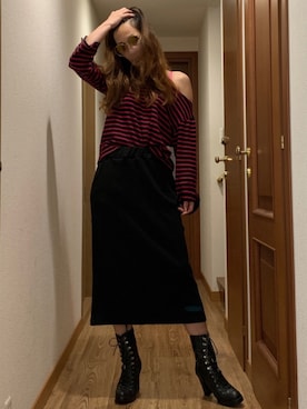 「NINE（ナイン）のアイテム（シューズ）」を使った、ももこさん（レディース・168cm）の冬コーディネート