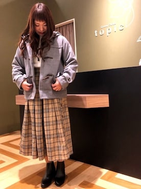 「アイテム（ダッフルコート、レッド系）」を使った、yk☺︎86さん（レディース・160cm）の秋コーディネート