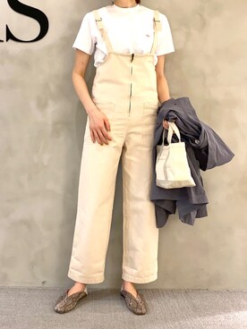 「EKAL（エカル）のアイテム（オールインワン・サロペット）」を使った、makoさん（レディース・174cm）の春コーディネート