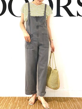 「EKAL（エカル）のアイテム（オールインワン・サロペット）」を使った、makoさん（レディース・174cm）の夏コーディネート