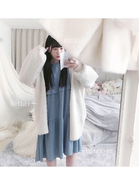 「blue」｜「アイテム（カーディガン/ボレロ）」を使った、越智ゆらのさん（レディース・162cm）の秋コーディネート