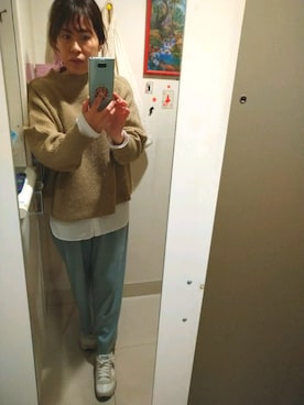 「OZOC（オゾック）のアイテム（Tシャツ/カットソー）」を使った、miyuringo0707さん（レディース・157cm）の冬コーディネート