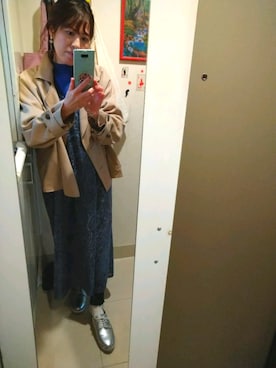 「シルバーシューズ」｜「アイテム（トレンチコート）」を使った、miyuringo0707さん（レディース・157cm）の冬コーディネート