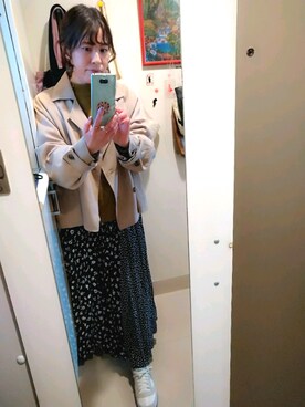 「DISCOAT（ディスコート）のアイテム（トレンチコート）」を使った、miyuringo0707さん（レディース・157cm）の冬コーディネート