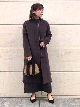 「URBAN RESEARCH Sonny Label（アーバンリサーチサニーレーベル）のアイテム（ノーカラージャケット）」を使った、はつねさん（レディース・158cm）の冬コーディネート
