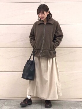 「SonnyLabel」｜「アイテム（ブルゾン）」を使った、はつねさん（レディース・158cm）の冬コーディネート