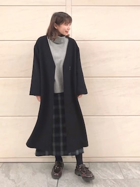 「URBAN RESEARCH Sonny Label（アーバンリサーチサニーレーベル）のアイテム（ノーカラージャケット）」を使った、はつねさん（レディース・158cm）の冬コーディネート