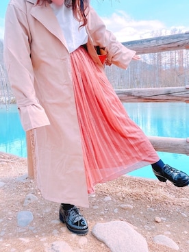 「SpRay（スプレイ）のアイテム（トレンチコート）」を使った、ｈａｒｕｐｏｍさん（レディース・149cm）の春コーディネート