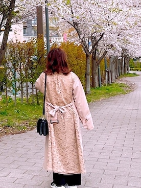 「SpRay（スプレイ）のアイテム（トレンチコート）」を使った、ｈａｒｕｐｏｍさん（レディース・149cm）の春コーディネート