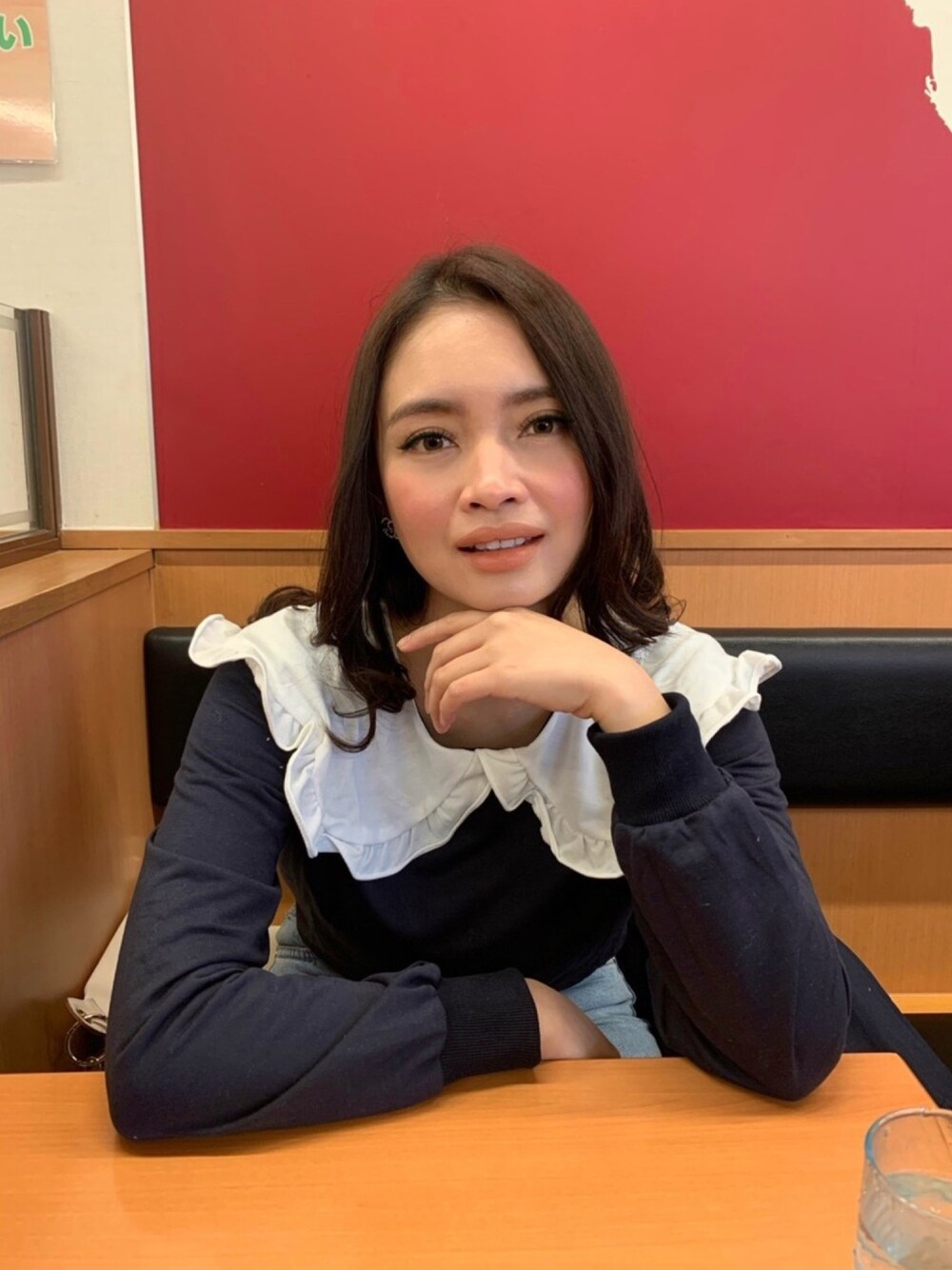 「ビッグカラー、Cute、かわいい、school」｜「SpRayのアイテム（トップス、ブルー系）」を使った、erikabocalanさん（レディース・160cm）の春コーディネートの1枚目の写真