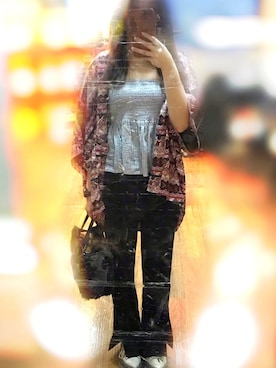 「MANGO（マンゴ）のアイテム（スラックス）」を使った、NataLie Haさん（レディース・155cm）の夏コーディネート