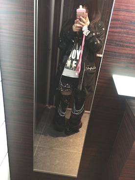 「アイテム（レッグウォーマー、ブラック系）」を使った、いちごみるくさん（レディース・147cm）の冬コーディネート