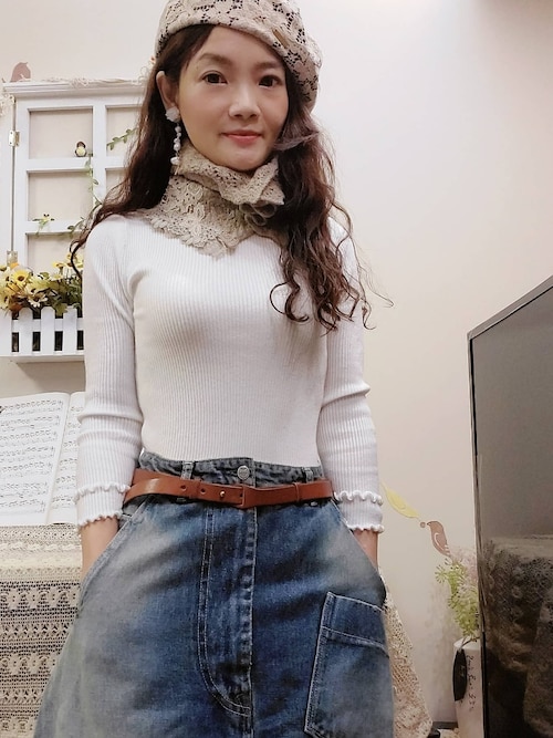 ミナペルホネン　デニムジャンバースカート IMG_4336-1.jpeg