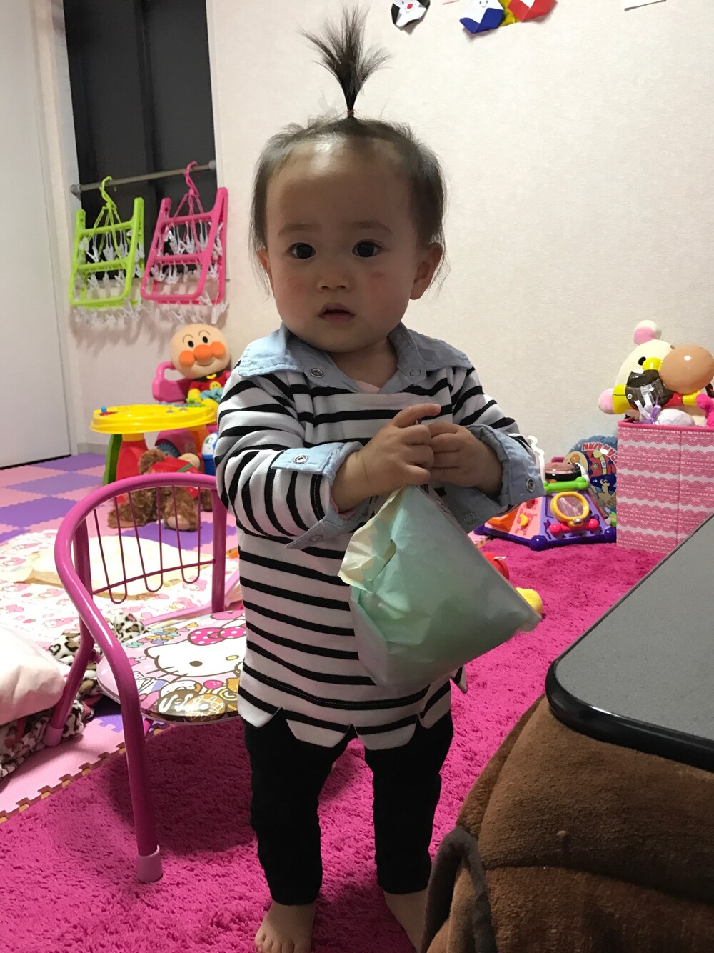 「ボーダー、子供カジュアル👧🏻💕」｜「西松屋のアイテム（シャツ/ブラウス、ブルー系）」を使った、CCN.aさん（レディース・70cm）の春コーディネートの1枚目の写真