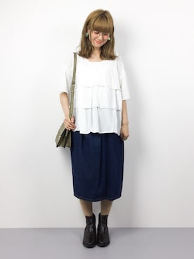 「FIL DE FER（フィルデフェール）のアイテム（スカート）」を使った、piya*さん（レディース・154cm）の春コーディネート