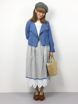 「SpRay（スプレイ）のアイテム（ノーカラージャケット）」を使った、piya*さん（レディース・154cm）の春コーディネート