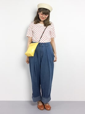 「MERLOT（メルロー）のアイテム（デニムパンツ）」を使った、piya*さん（レディース・154cm）の春コーディネート