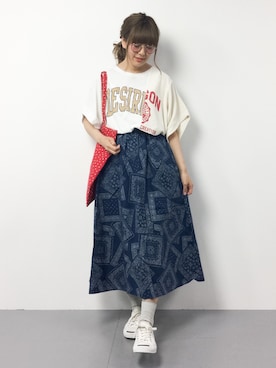 「バンダナスカート」｜piya*さん（レディース・154cm）の春コーディネート