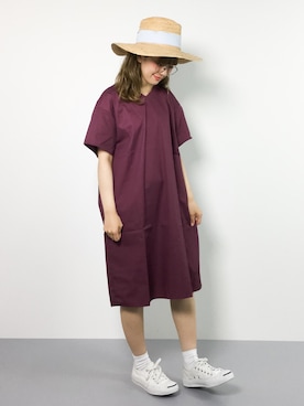 「カジュアルダウン」｜「アイテム（ワンピース/ドレス）」を使った、piya*さん（レディース・154cm）の夏コーディネート