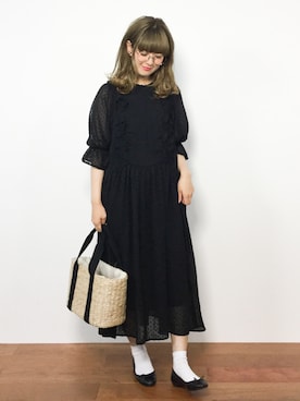 「黒ドット」｜piya*さん（レディース・154cm）の夏コーディネート