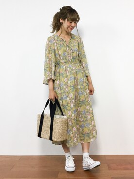 「カジュアルダウン」｜「アイテム（ワンピース/ドレス）」を使った、piya*さん（レディース・154cm）の夏コーディネート