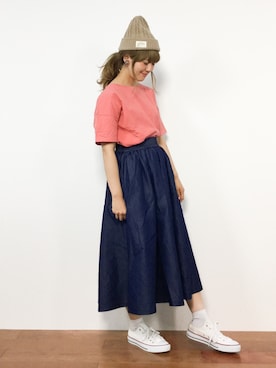 「SEVENDAYS=SUNDAY（セブンデイズサンデイ）のアイテム（Tシャツ/カットソー）」を使った、piya*さん（レディース・154cm）の夏コーディネート