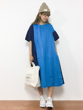「夏秋ミックス」｜「アイテム（ワンピース/ドレス）」を使った、piya*さん（レディース・154cm）の夏コーディネート