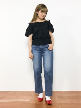 「夏秋ミックス」｜「アイテム（デニムパンツ）」を使った、piya*さん（レディース・154cm）の夏コーディネート