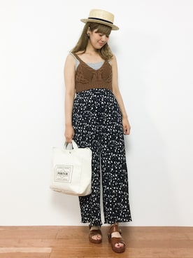 「夏秋ミックス」｜「アイテム（ニット/セーター）」を使った、piya*さん（レディース・154cm）の夏コーディネート