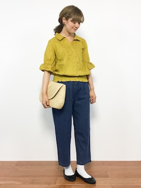 「MERLOT（メルロー）のアイテム（デニムパンツ）」を使った、piya*さん（レディース・154cm）の夏コーディネート