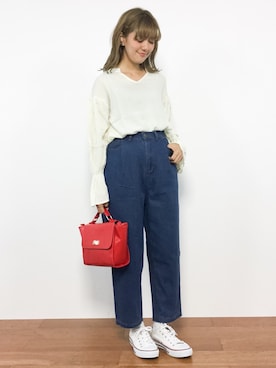 「MERLOT（メルロー）のアイテム（デニムパンツ）」を使った、piya*さん（レディース・154cm）の夏コーディネート