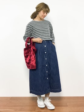 「NOISE MAKER（ノイズメーカー）のアイテム（Tシャツ/カットソー）」を使った、piya*さん（レディース・154cm）の夏コーディネート