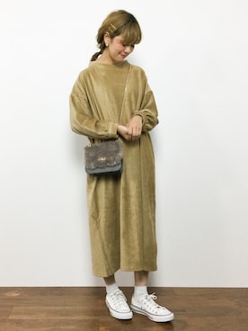 「PAR ICI（パーリッシィ）のアイテム（ワンピース）」を使った、piya*さん（レディース・154cm）の秋コーディネート