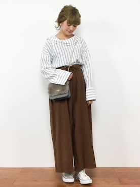「rps（アールピーエス）のアイテム（パンツ）」を使った、piya*さん（レディース・154cm）の秋コーディネート