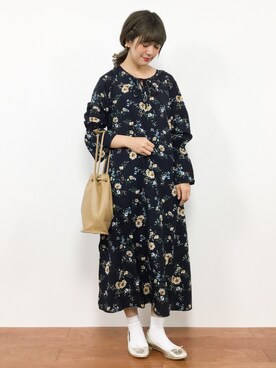 「Emma Taylor（エマテイラー）のアイテム（ワンピース）」を使った、piya*さん（レディース・154cm）の秋コーディネート