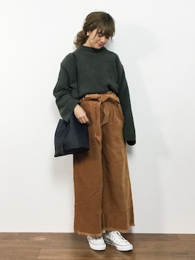 「rps（アールピーエス）のアイテム（パンツ）」を使った、piya*さん（レディース・154cm）の秋コーディネート
