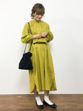 「POU DOU DOU（プードゥドゥ）のアイテム（ワンピース/ドレス）」を使った、piya*さん（レディース・154cm）の秋コーディネート
