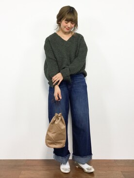 「MERLOT（メルロー）のアイテム（ハンドバッグ）」を使った、piya*さん（レディース・154cm）の秋コーディネート