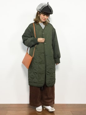 「茶色」｜「アイテム（その他アウター）」を使った、piya*さん（レディース・154cm）の秋コーディネート