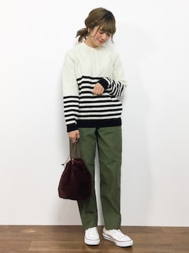 「merlot plus（メルロープリュス）のアイテム（ショルダーバッグ）」を使った、piya*さん（レディース・154cm）の秋コーディネート