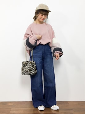 「one way（ワンウェイ）のアイテム（スウェット）」を使った、piya*さん（レディース・154cm）の秋コーディネート