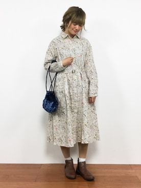 「秋冬」｜「アイテム（シャツワンピース）」を使った、piya*さん（レディース・154cm）の冬コーディネート